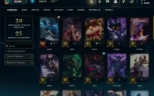 Ouro 3 com 40 Champs e 10 Skins