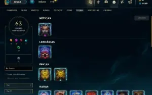 Ouro 3 com 40 Champs e 10 Skins