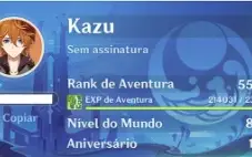 CONTA Genshin Impact RANK 55 Com 8 Personagens 5*