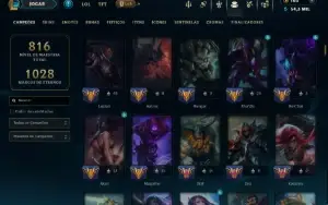 Ouro 2 com TODOS os Champs e 235 Skins ( JG / MID / ADC )
