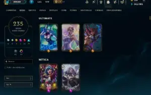 Ouro 2 com TODOS os Champs e 235 Skins ( JG / MID / ADC )