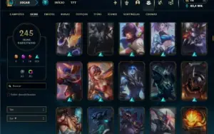 Unranked com TODOS os champs e 245 Skins ( Nivel 634 )