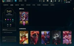Unranked com TODOS os champs e 245 Skins ( Nivel 634 )