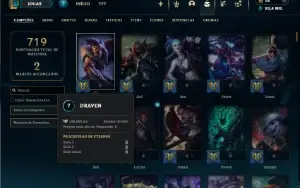 Unranked com TODOS os champs e 245 Skins ( Nivel 634 )