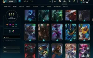 Unranked com TODOS os champs e 245 Skins ( Nivel 634 )