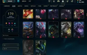 Ouro 4 com TODOS os champs e 170 Skins ( MID / TOP / JG )