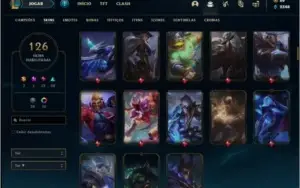 Conta ouro 4 com 134 champs e 126 skins (4 vitoriosas)