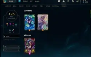Conta ouro 4 com 134 champs e 126 skins (4 vitoriosas)