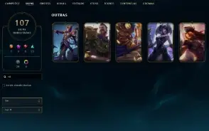Unranked com TODOS os champs e 107 Skins + Duas skins RARAS