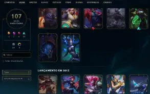 Unranked com TODOS os champs e 107 Skins + Duas skins RARAS