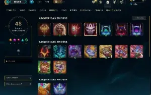 Ouro 3 com 50 Champs e 4 Skins