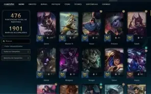 Conta de LoL Platina, com emote de mestre e eterno em todos