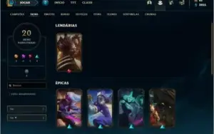 Conta prata 2 com 20 skins e 63 champs