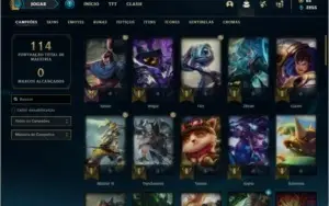 Conta prata 2 com 20 skins e 63 champs
