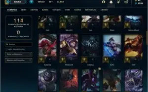 Conta prata 2 com 20 skins e 63 champs