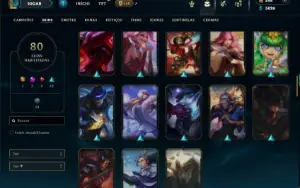Unranked com 130 Champs e 80 Skins