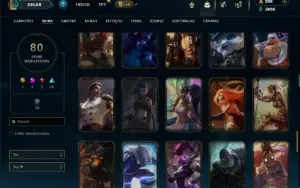 Unranked com 130 Champs e 80 Skins