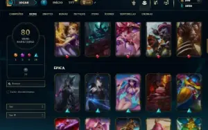 Unranked com 130 Champs e 80 Skins