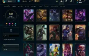 Unranked com 130 Champs e 80 Skins