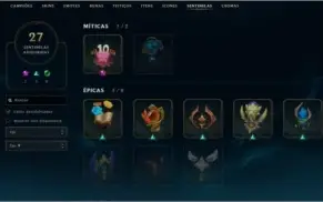 Conta antiga League of Legends, todos champs, muitas skins