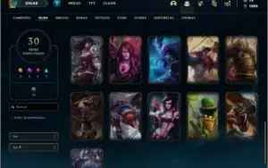 Conta unranked com 77 champs e 30 skins
