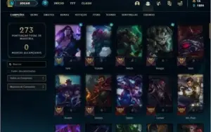 Conta unranked com 77 champs e 30 skins