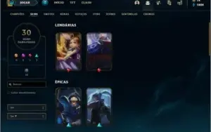 Conta unranked com 77 champs e 30 skins