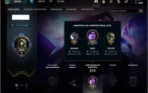 Conta unranked com 77 champs e 30 skins