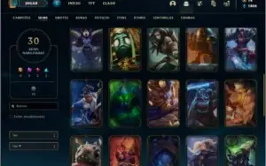 Conta unranked com 77 champs e 30 skins