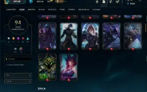 Unranked com 150 Champs e 94 Skins ( ADC / MID / JG )