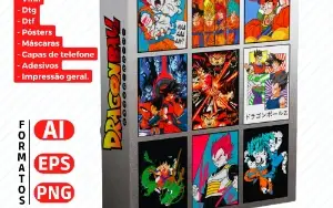 Pack Artes Dragon Ball Sublimação, Serigrafia, Dtg, Dtf