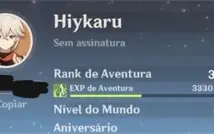 CONTA GENSHIN 2 T5 KAZUHA + JURAMENTO PELA LIBERDADE