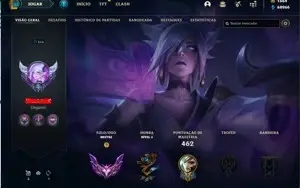 Conta LoL criada em 2014, elo mestre, 68k+ EA, 629 skins