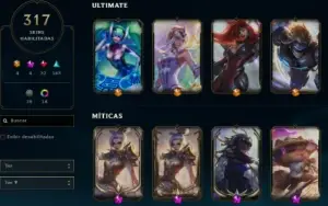 CONTA LOL PLATINA 1 MMR DIAMOND COM 317 SKINS