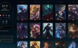 CONTA LOL PLATINA 1 MMR DIAMOND COM 317 SKINS