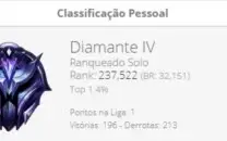 Conta Lol D4, nvl 124,29 skin e 18 frag,trofeu clash,90champ