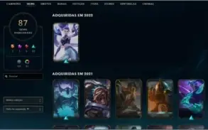 Conta LoL 87 Skins e 23 Chromas