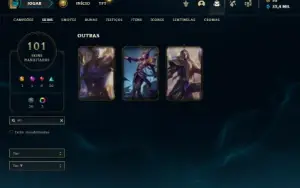 Conta bronze 1 com TODOS os champs e 101 Skins + 2 Raras