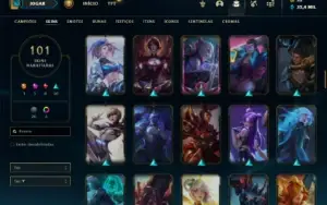Conta bronze 1 com TODOS os champs e 101 Skins + 2 Raras