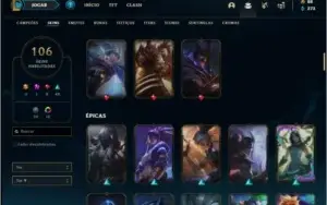 Conta ouro 2 com 67 champs e 106 skins