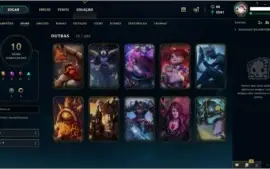 CONTA LEAGUE OF LEGENDS - OURO 5 - 47 CAMPEOES E 10 SKINS