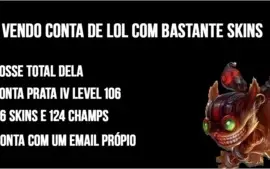 Conta league of legends lvl 106 124 champs 86 skins