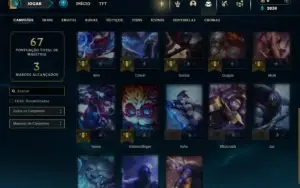 Ouro 1 com 25 Champs e 2 Skins + 10 Espolios