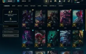 Ouro 1 com 25 Champs e 2 Skins + 10 Espolios