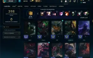 Bronze 4 com TODOS os champs e 146 Skins ( TOP / JG )