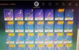 GENSHIN IMPACT+AR14 +QIQI +ARMAS 4 ESTRELAS + 6 personagens