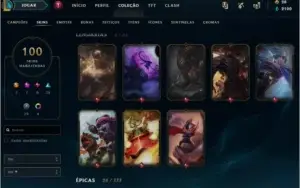 conta league of legends lvl 164. 100 skins