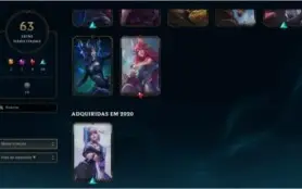 CONTA LOL NVL 180, PRATA 1, 63 SKINS, 86 CHAMPS