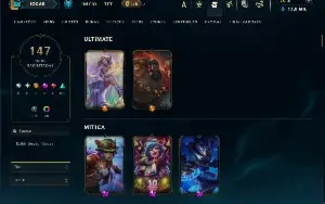 Ouro 2 com TODOS os champs e 147 Skins ( MID / JG / TOP )