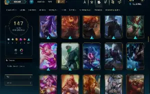 Ouro 2 com TODOS os champs e 147 Skins ( MID / JG / TOP )